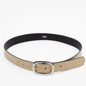 ZARA 100% LEATHER BELT WITH METAL BUCKEL